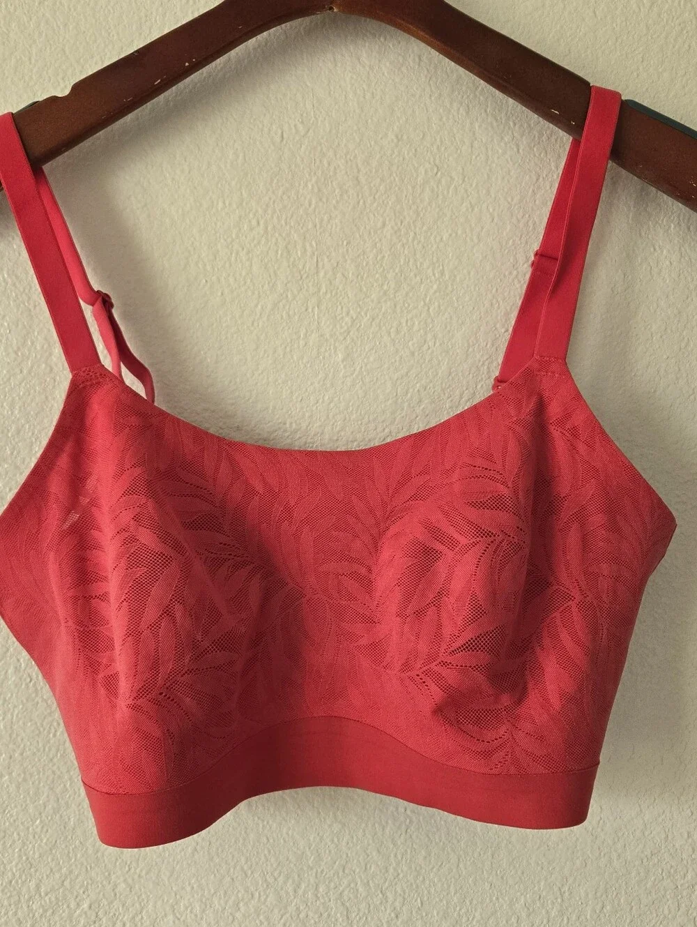 Soma Enbliss Luxe‎ Lace Back Bralette Red Adjustable Wireless Bra Womens Size XL